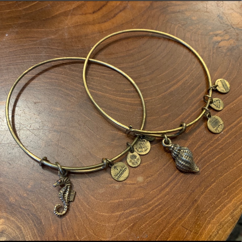 2 Alex and Ani Bangles - Seahorse and Conch Shell